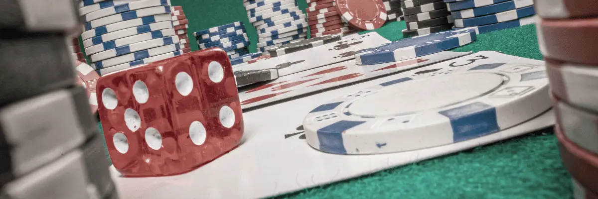 gambling table with dice